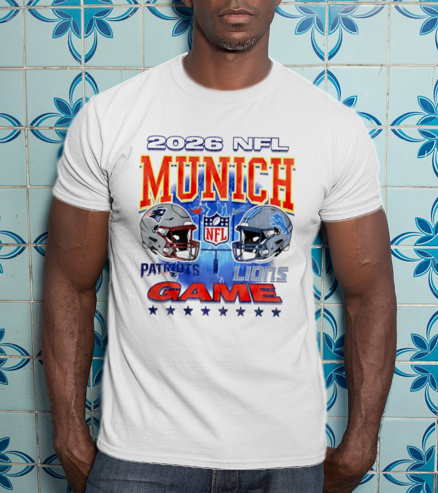 2026 NFL Munich Game New England Patriots Vs Detroit Lions Helmets T-Shirt
