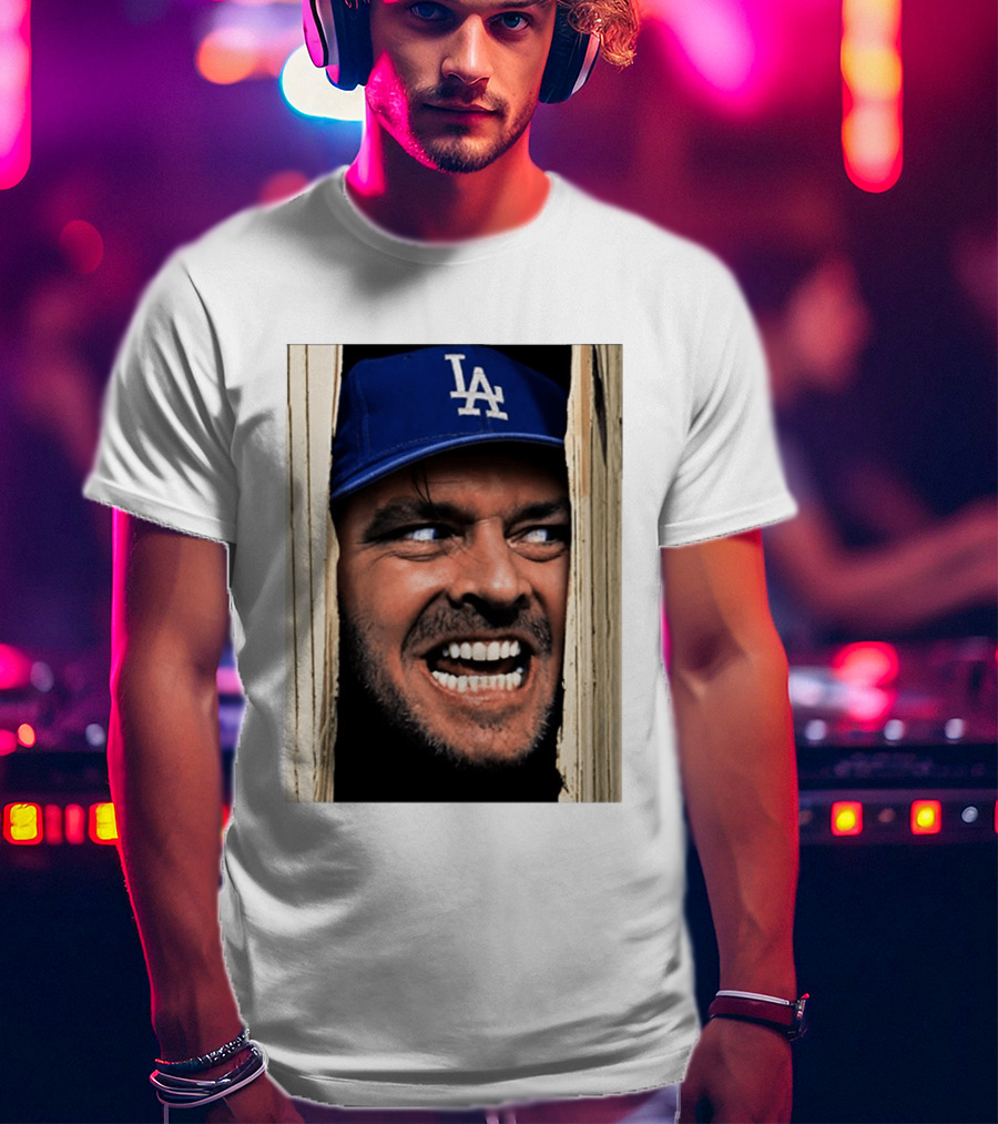 Jack Torrance LA Dodgers Hat Here's Johnny The Shining Baseball T-Shirt