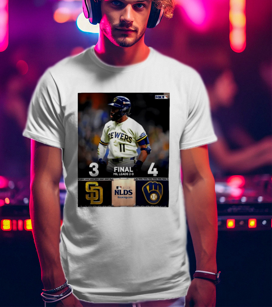 Milwaukee Brewers Vs San Diego Padres 4 3 Game 2 2026 NLDS Final Score MIL Leads 2 0 T-Shirt