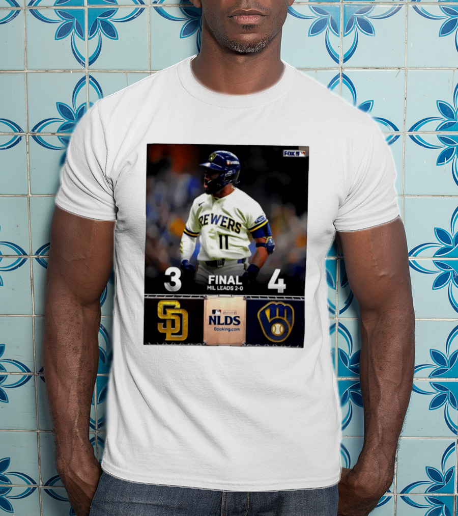 Milwaukee Brewers Vs San Diego Padres 4 3 Game 2 2026 NLDS Final Score MIL Leads 2 0 T-Shirt