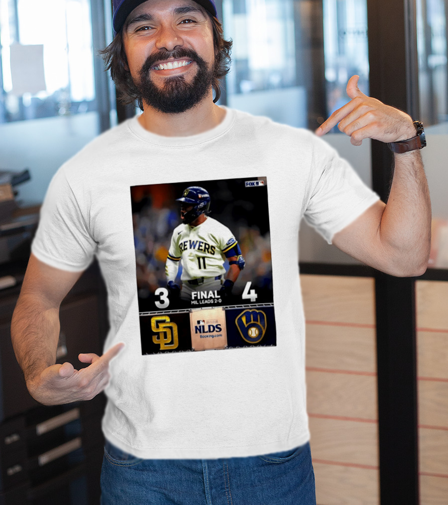 Milwaukee Brewers Vs San Diego Padres 4 3 Game 2 2026 NLDS Final Score MIL Leads 2 0 T-Shirt