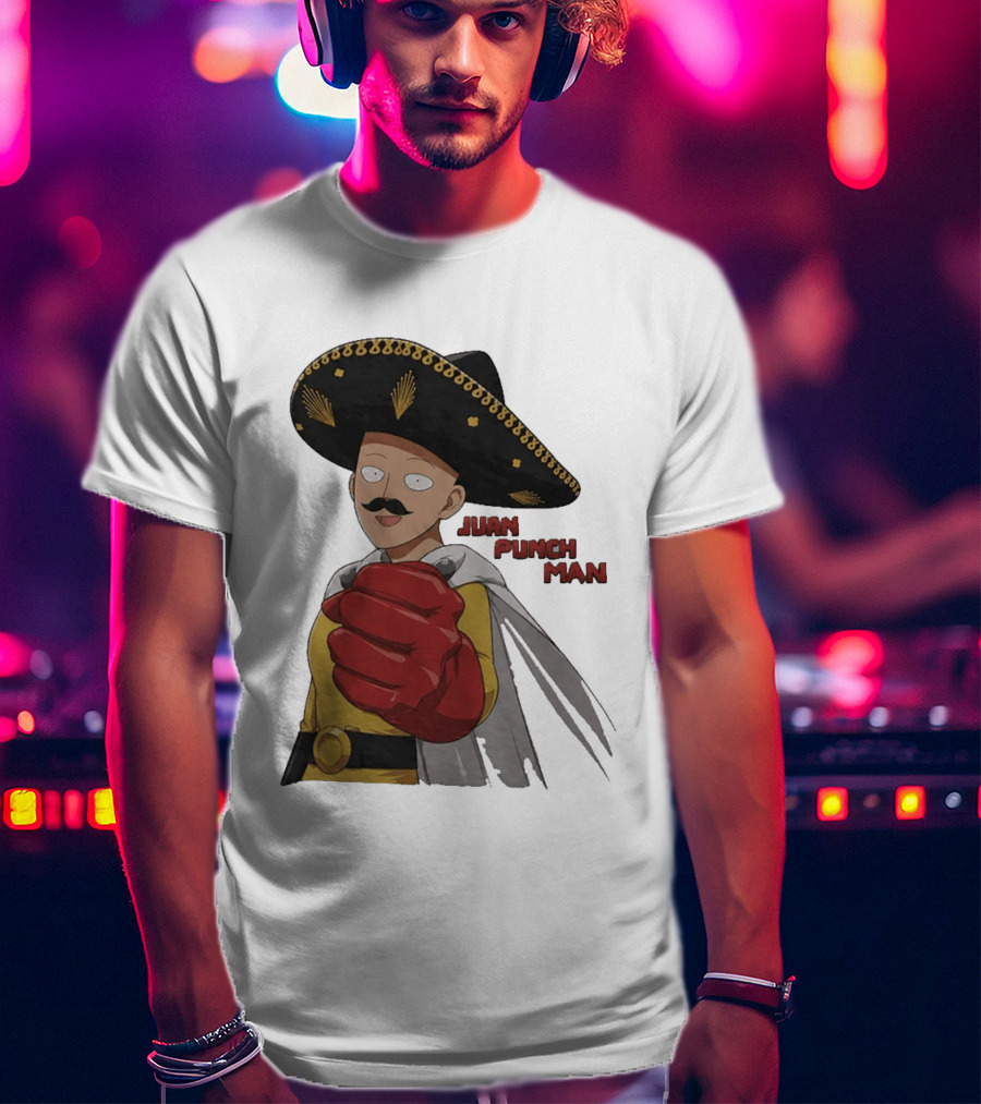 Juan Punch Man Mexican Sombrero Moustache T-Shirt