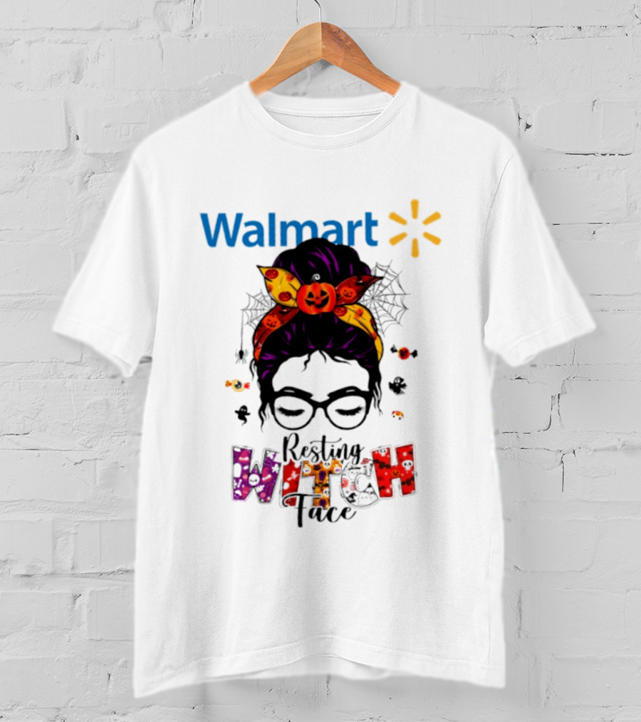 Walmart Resting Witch Face Halloween 2026 Pumpkin Glasses Fun T-Shirt