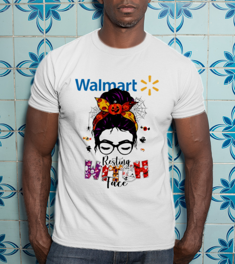 Walmart Resting Witch Face Halloween 2026 Pumpkin Glasses Fun T-Shirt