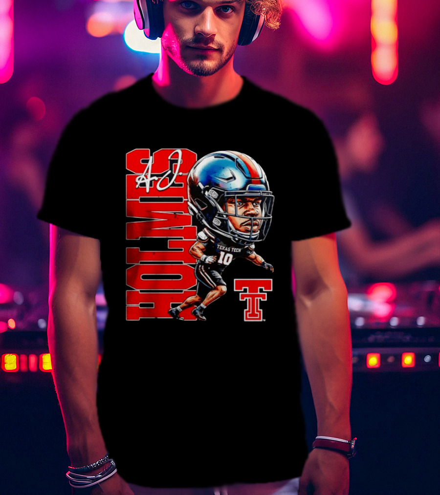 A.J. Holmes Jr Texas Tech Red Raiders Football FT NCAA Bobble Head T-Shirt