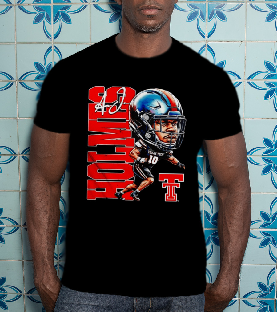 A.J. Holmes Jr Texas Tech Red Raiders Football FT NCAA Bobble Head T-Shirt