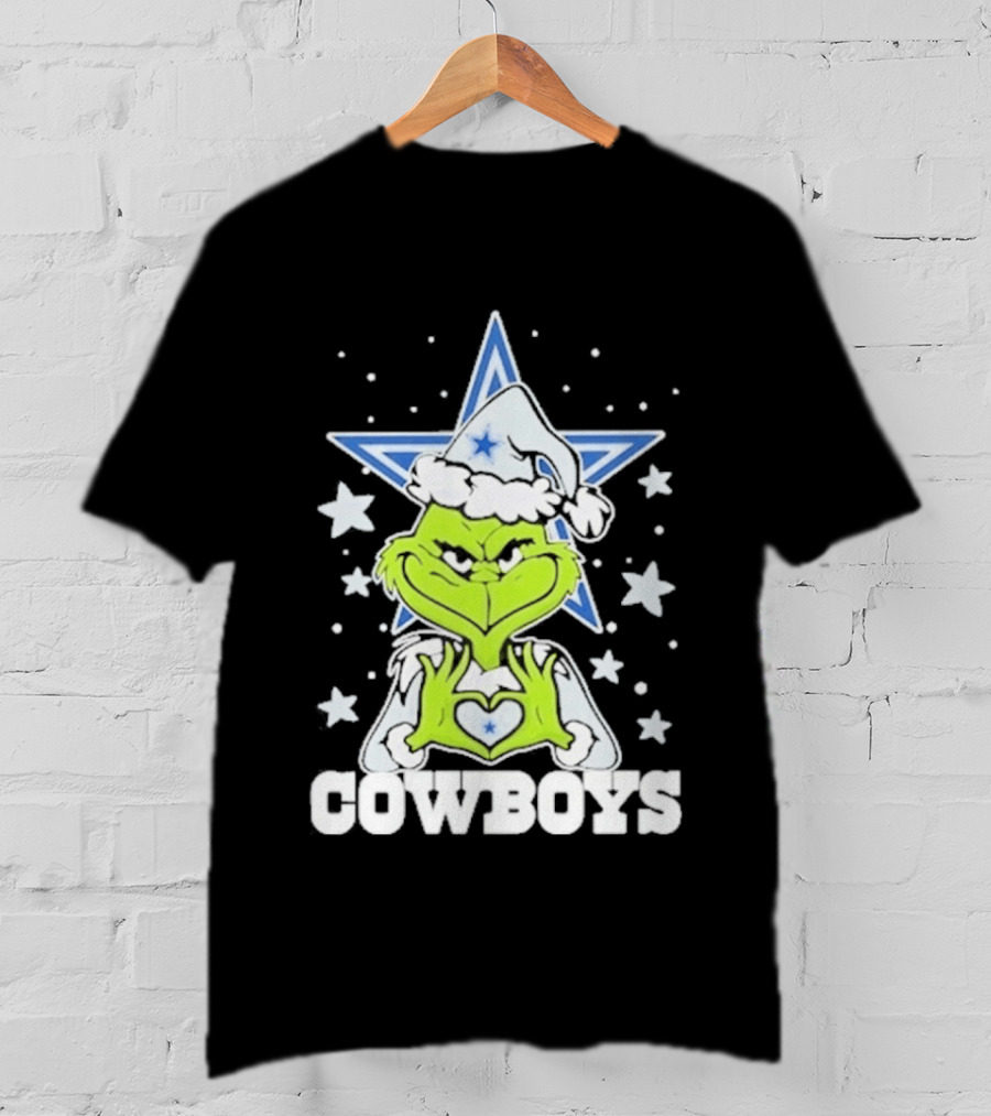 Dallas Cowboys Grinch Love Hands Christmas Star 2026 Football T-Shirt