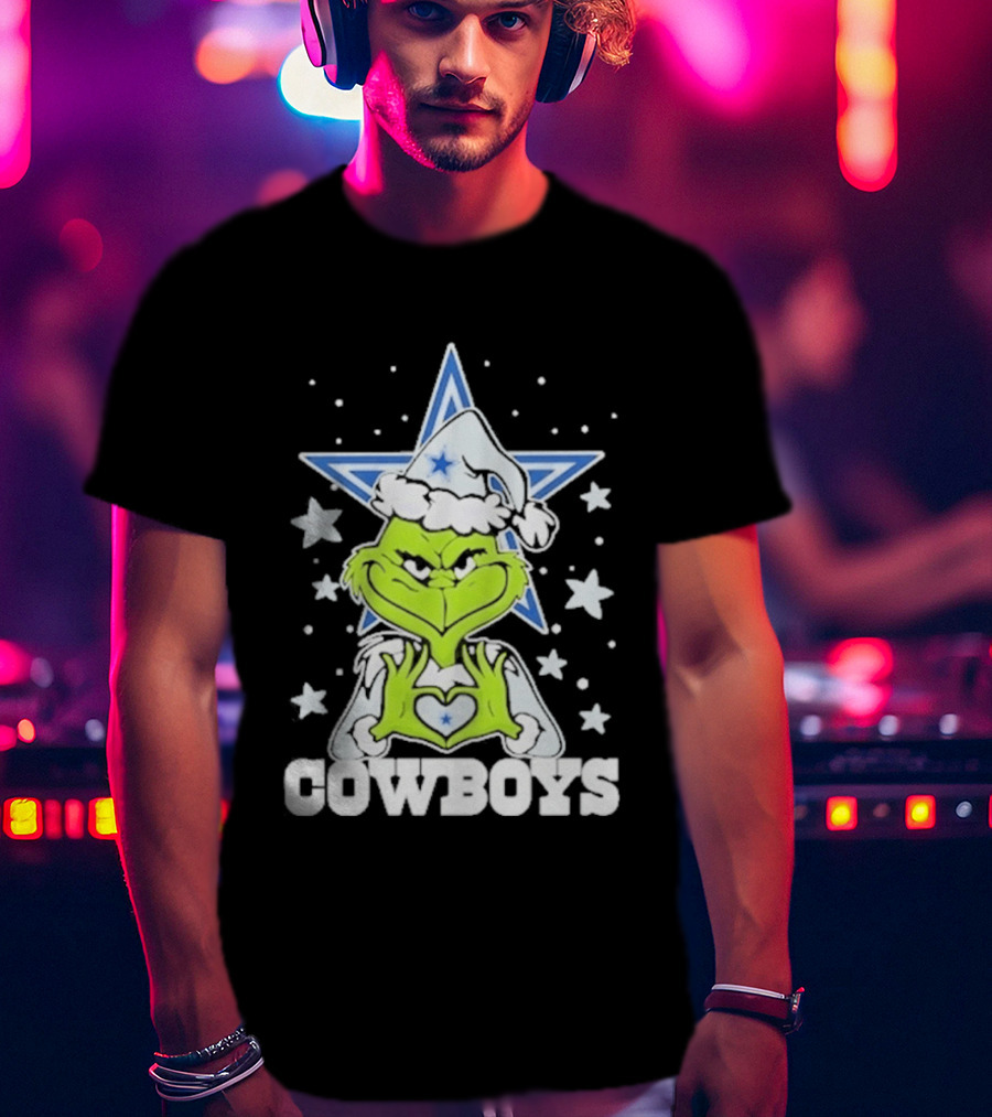 Dallas Cowboys Grinch Love Hands Christmas Star 2026 Football T-Shirt