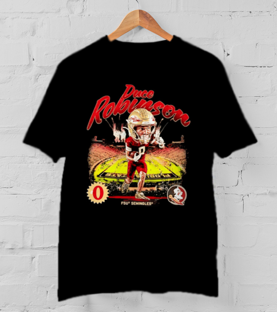 Duce Robinson Florida State Seminoles Football NCAA Stadium Caricature Number 0 T-Shirt
