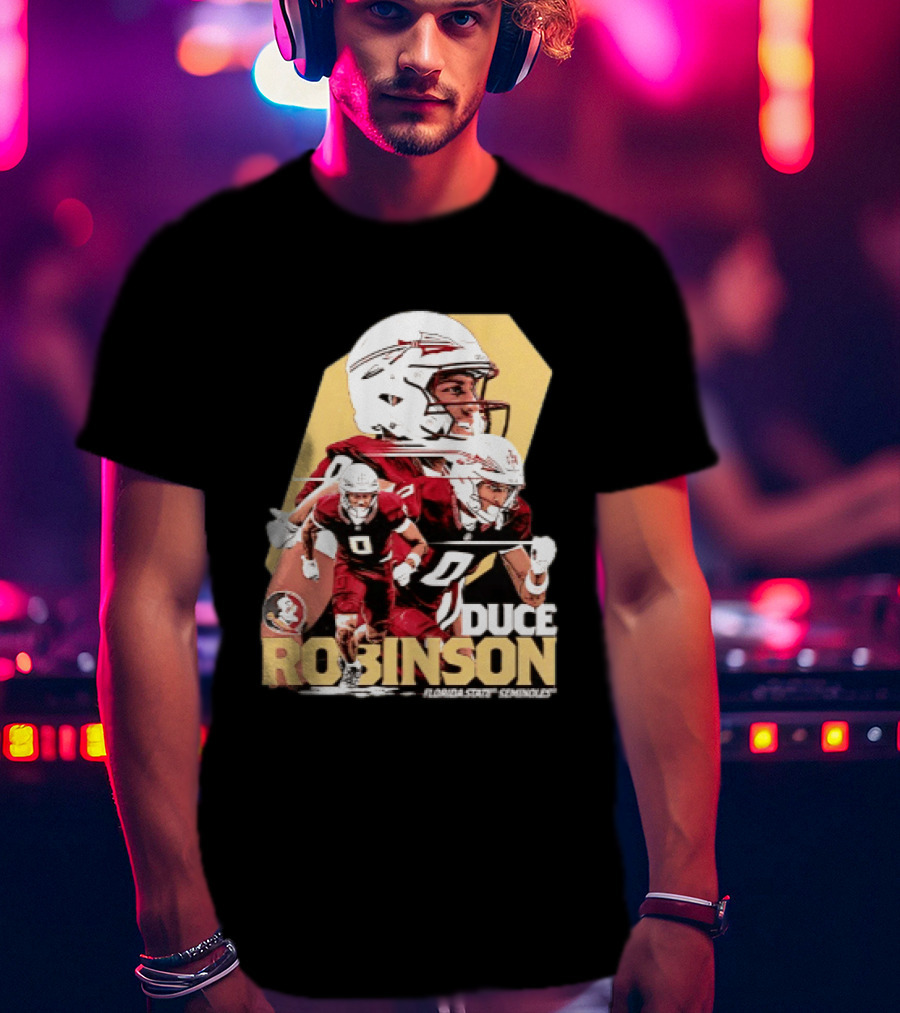 Duce Robinson Florida State Seminoles Football NCAA Player Action Montage T-Shirt
