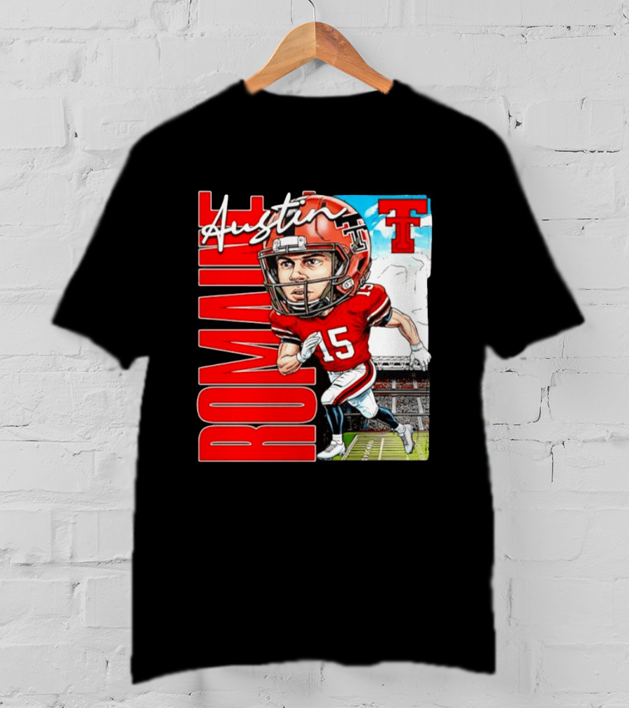 Austin Romaine Texas Tech Red Raiders Football NCAA Stadium Caricature T-Shirt