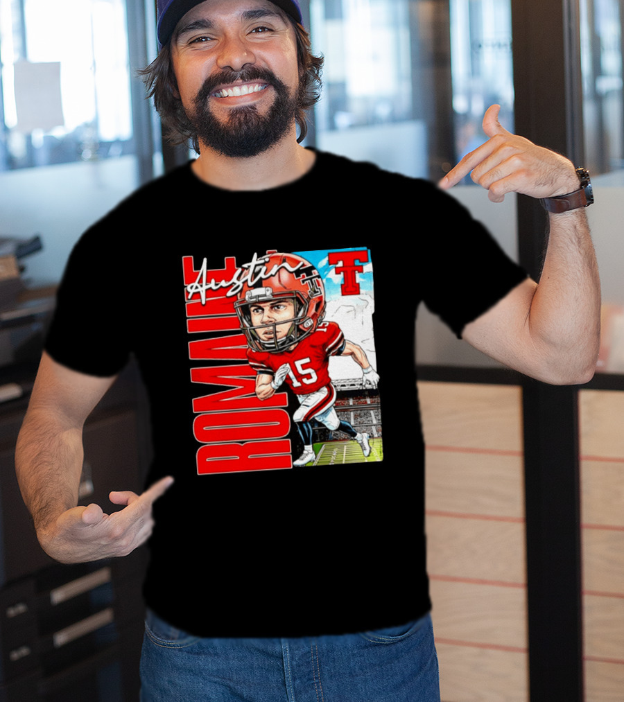 Austin Romaine Texas Tech Red Raiders Football NCAA Stadium Caricature T-Shirt