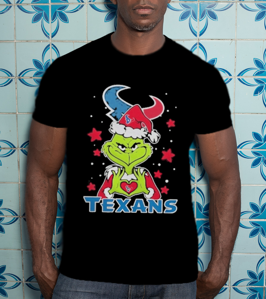 Houston Texans Grinch Love Hands Christmas Football 2026 T-Shirt