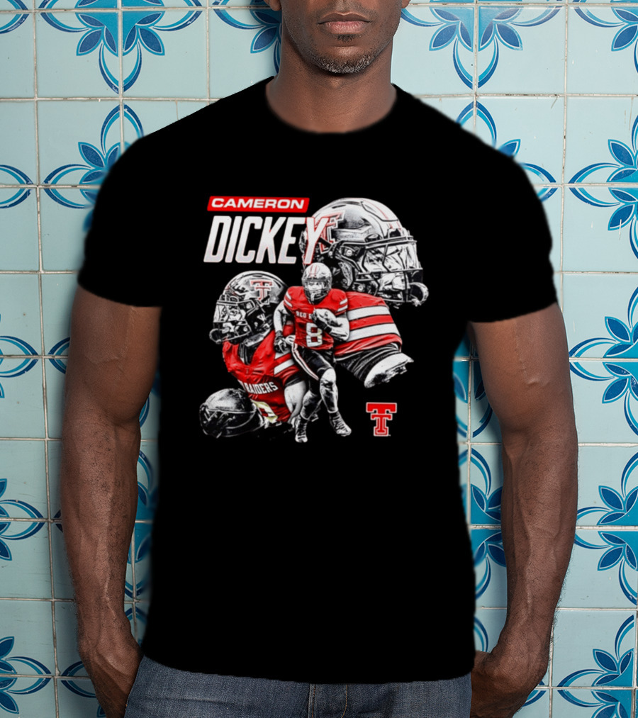 Cameron Dickey Texas Tech Red Raiders NCAA Football Player Collage T-Shirt