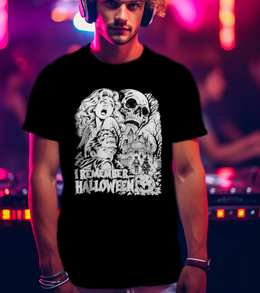 I Remember Halloween Haunted House Skull Pumpkin T-Shirt