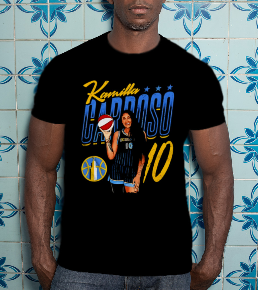 Kamilla Cardoso Chicago Sky 10 WNBA Player With Basketball T-Shirt