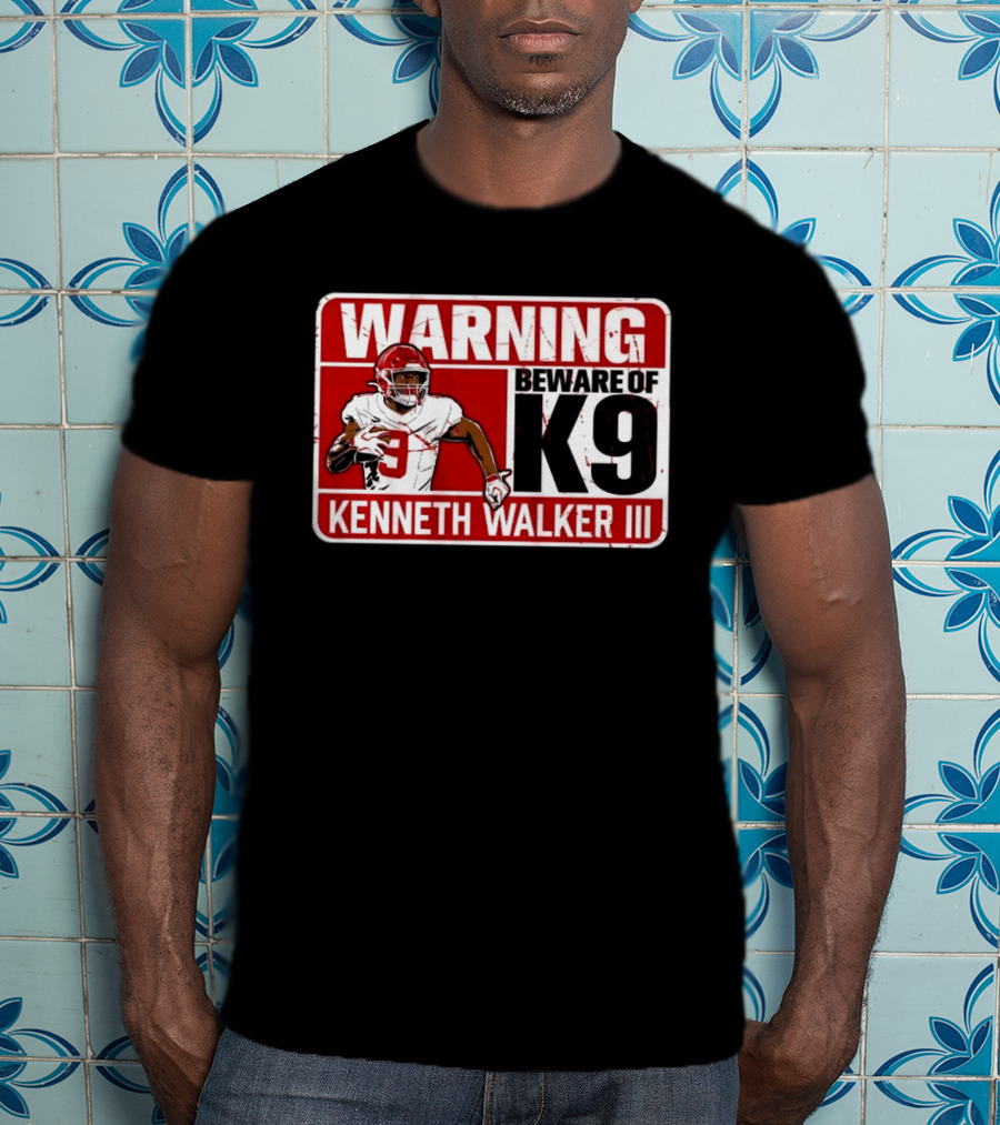 Kenneth Walker III Warning Beware Of K9 Football Player T-Shirt
