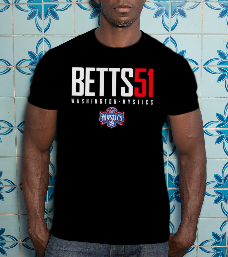 Betts 51 Washington Mystics WNBA Mystics Team Logo NBA Merchandise T-Shirt
