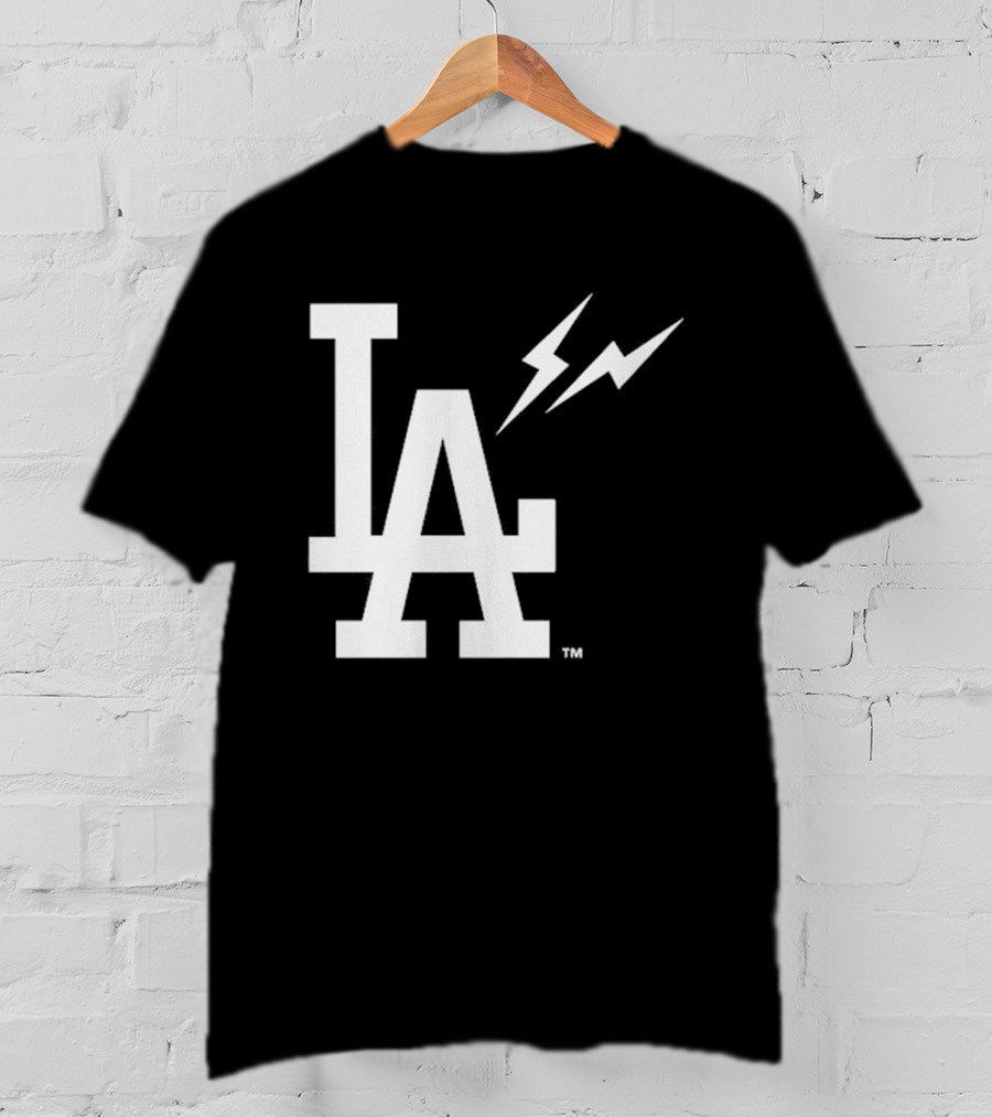 Los Angeles Dodgers Fragment LA Thunder Lightning Bolt T-Shirt