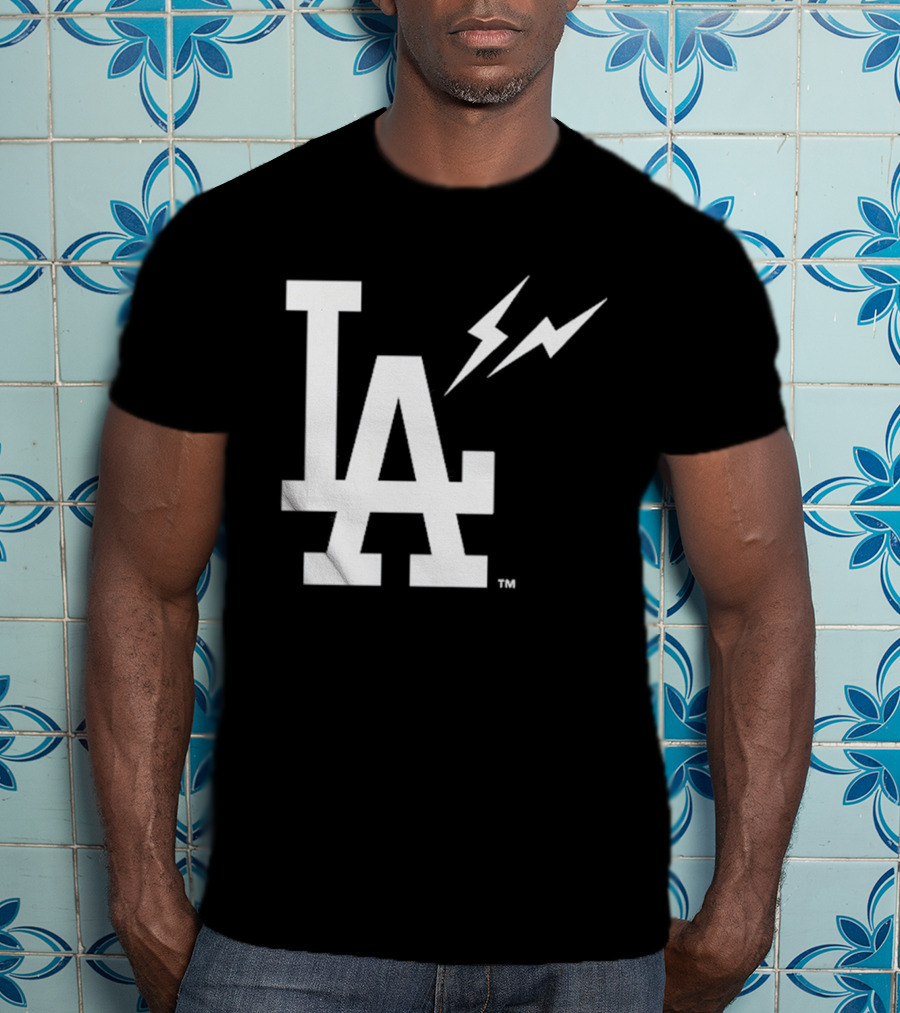 Los Angeles Dodgers Fragment LA Thunder Lightning Bolt T-Shirt