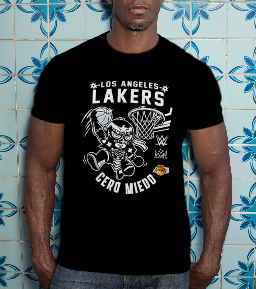 Los Angeles Lakers Cero Miedo WWE Collaboration Basketball T-Shirt