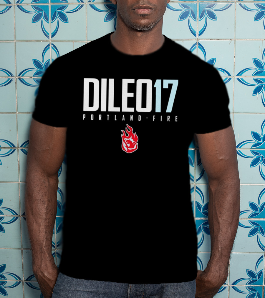Dileo 17 Portland Fire WNBA Number Logo Red Flame T-Shirt