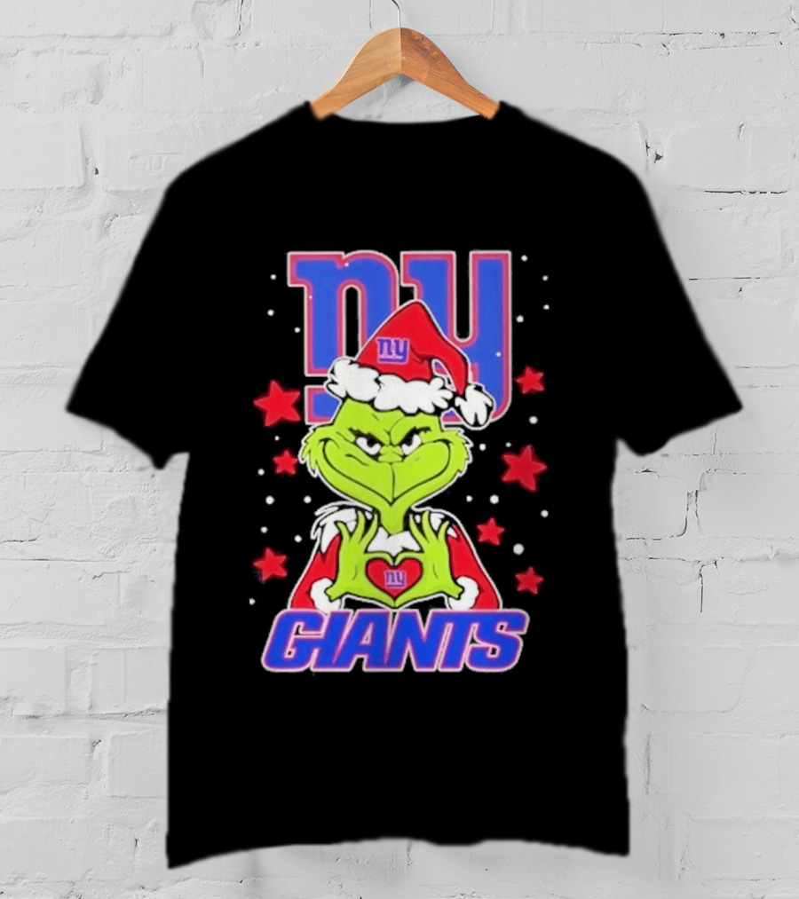 New York Giants Grinch Christmas Love Hands 2026 Football T-Shirt