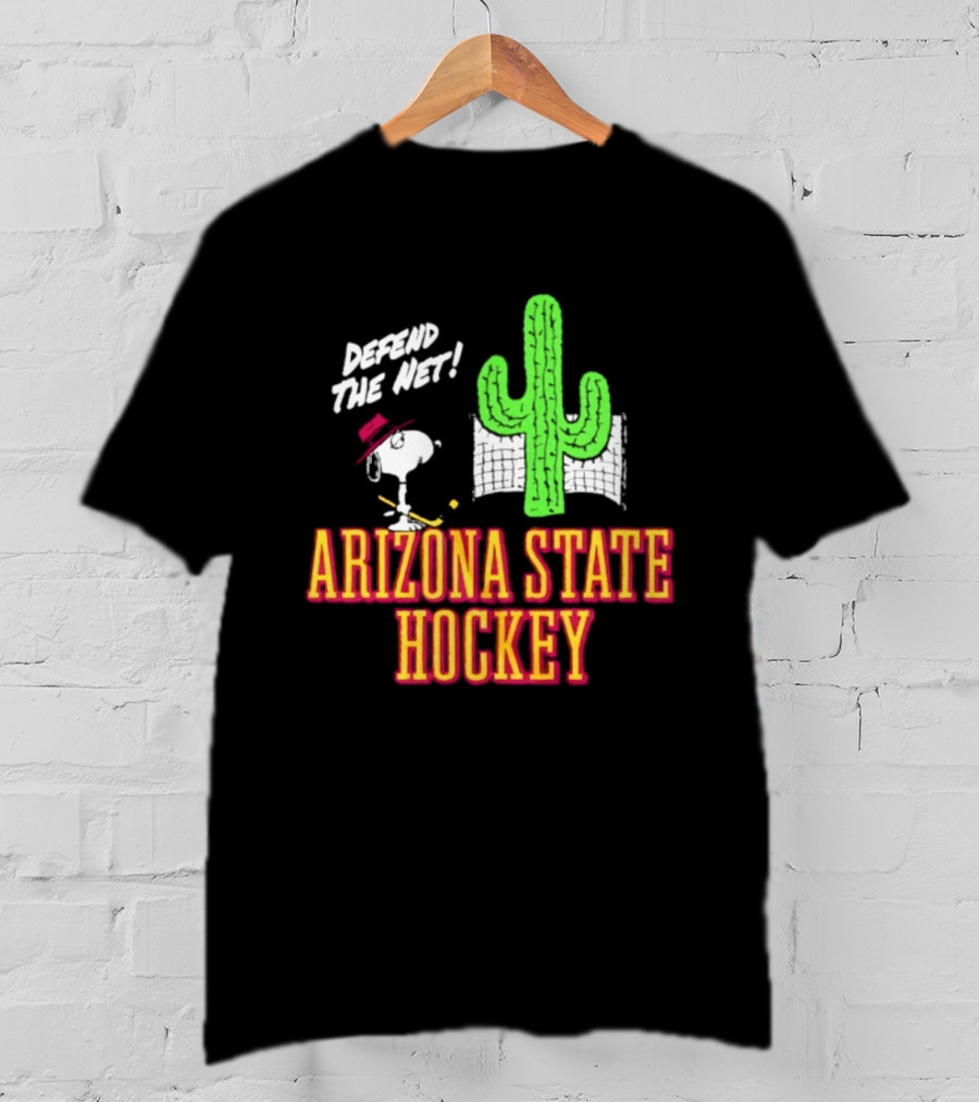 Defend The Net Arizona State Hockey Snoopy Cactus T-Shirt
