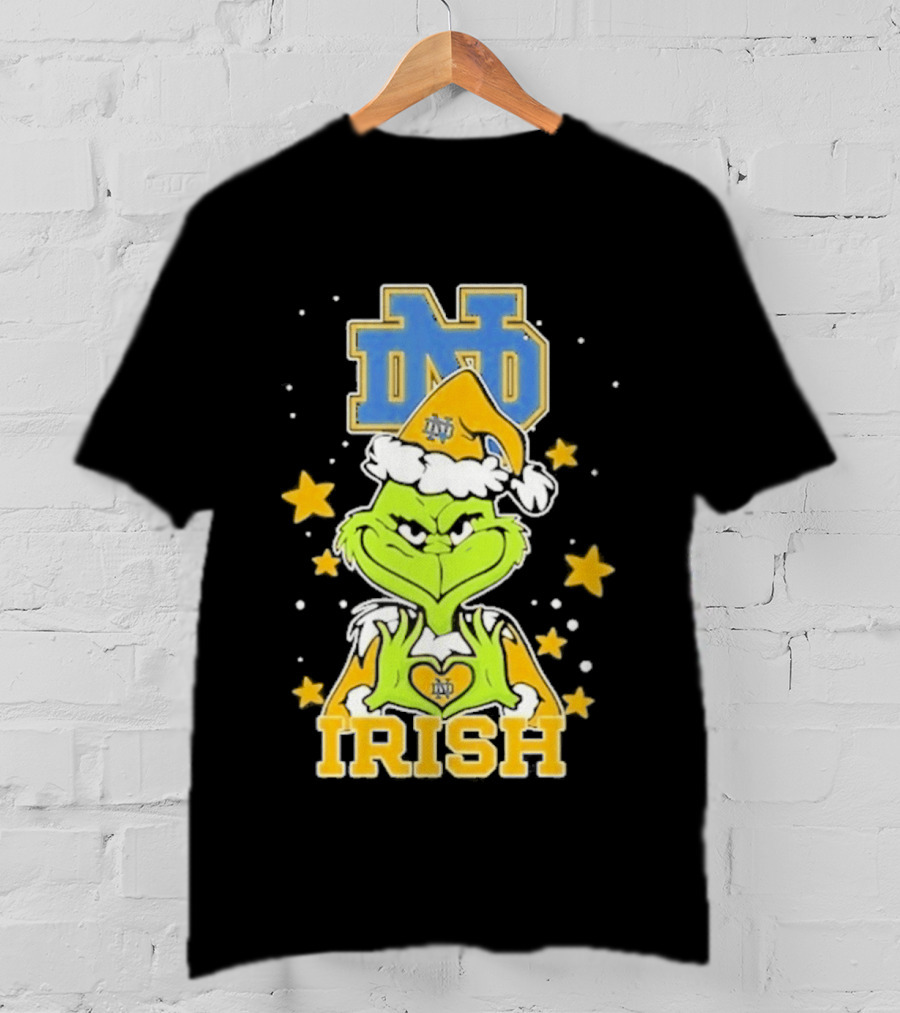 Notre Dame Fighting Irish Grinch Love Hands Christmas 2026 Football T-Shirt