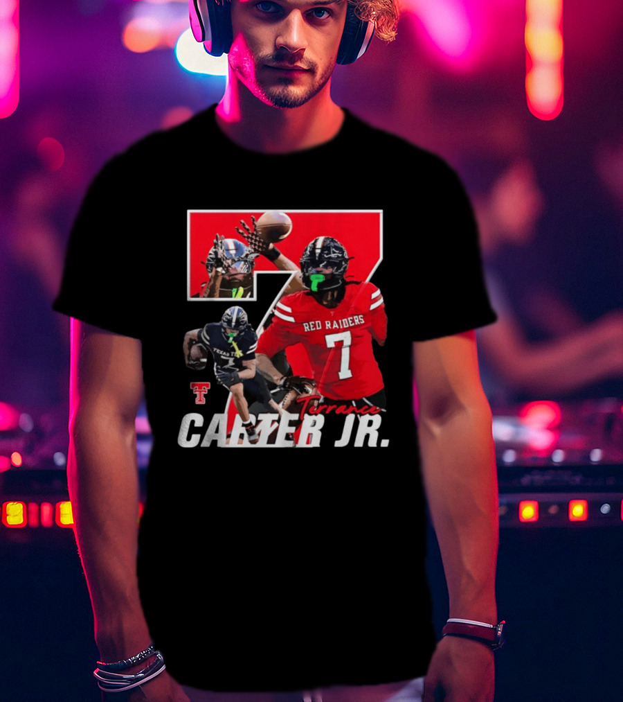 Terrance Carter Jr Red Raiders Texas Tech Football Player Collage NCAA Number 7 T-Shirt
