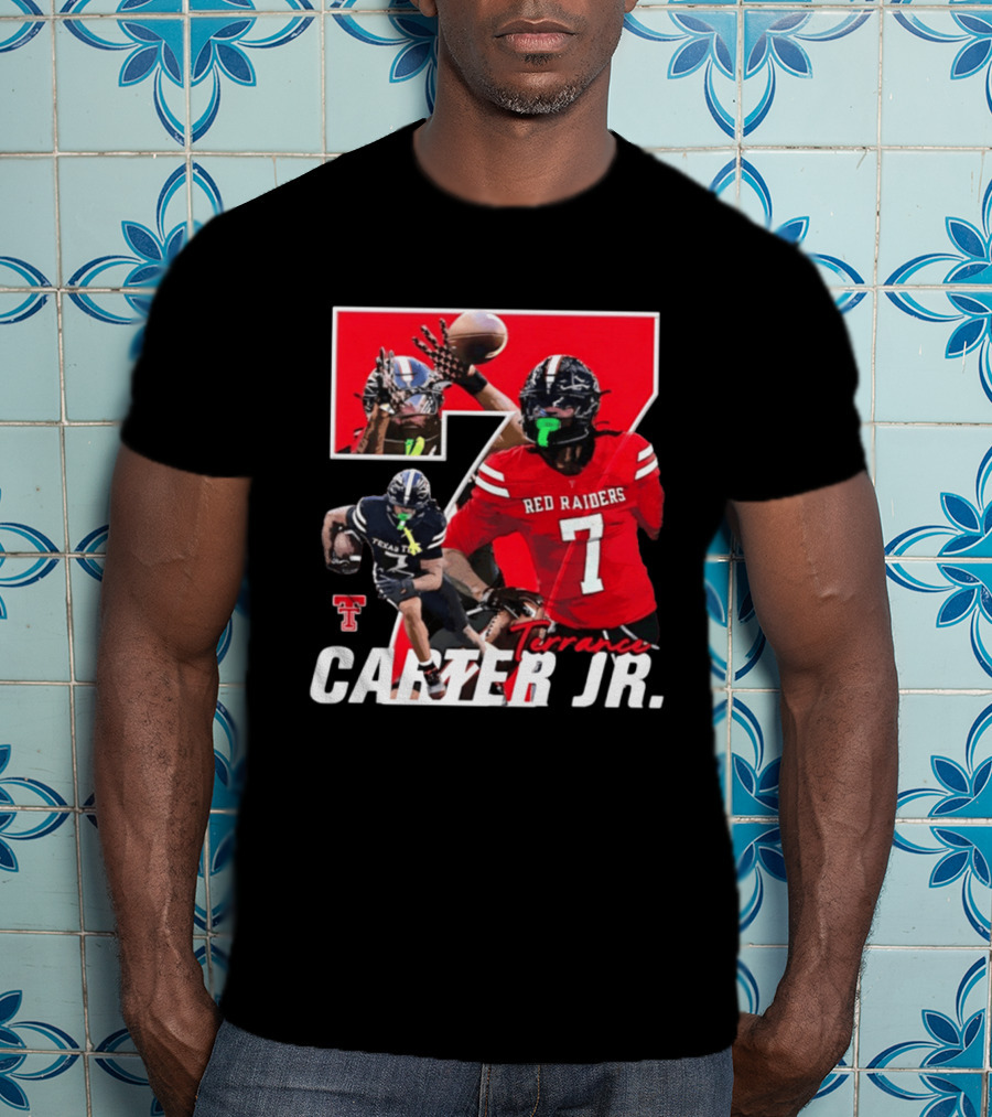 Terrance Carter Jr Red Raiders Texas Tech Football Player Collage NCAA Number 7 T-Shirt