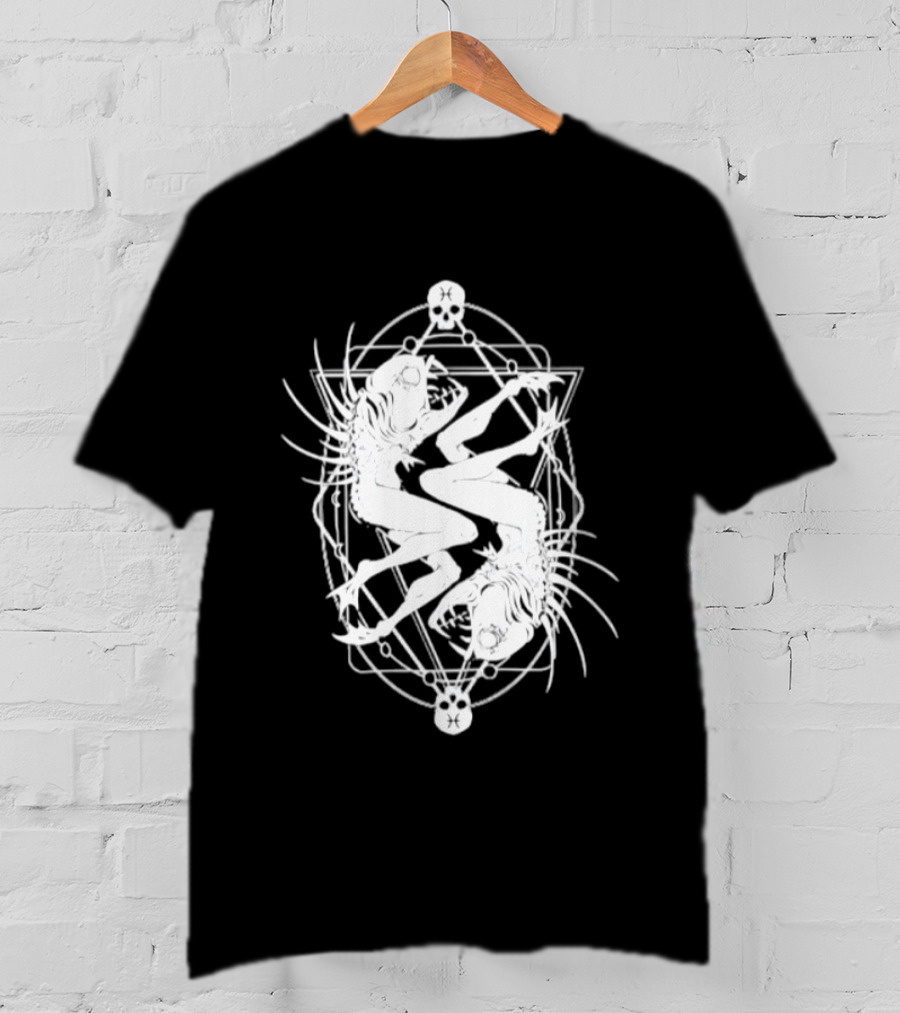 Pisces Zodiac Skull Fish Astrology Gothic Symbolism T-Shirt