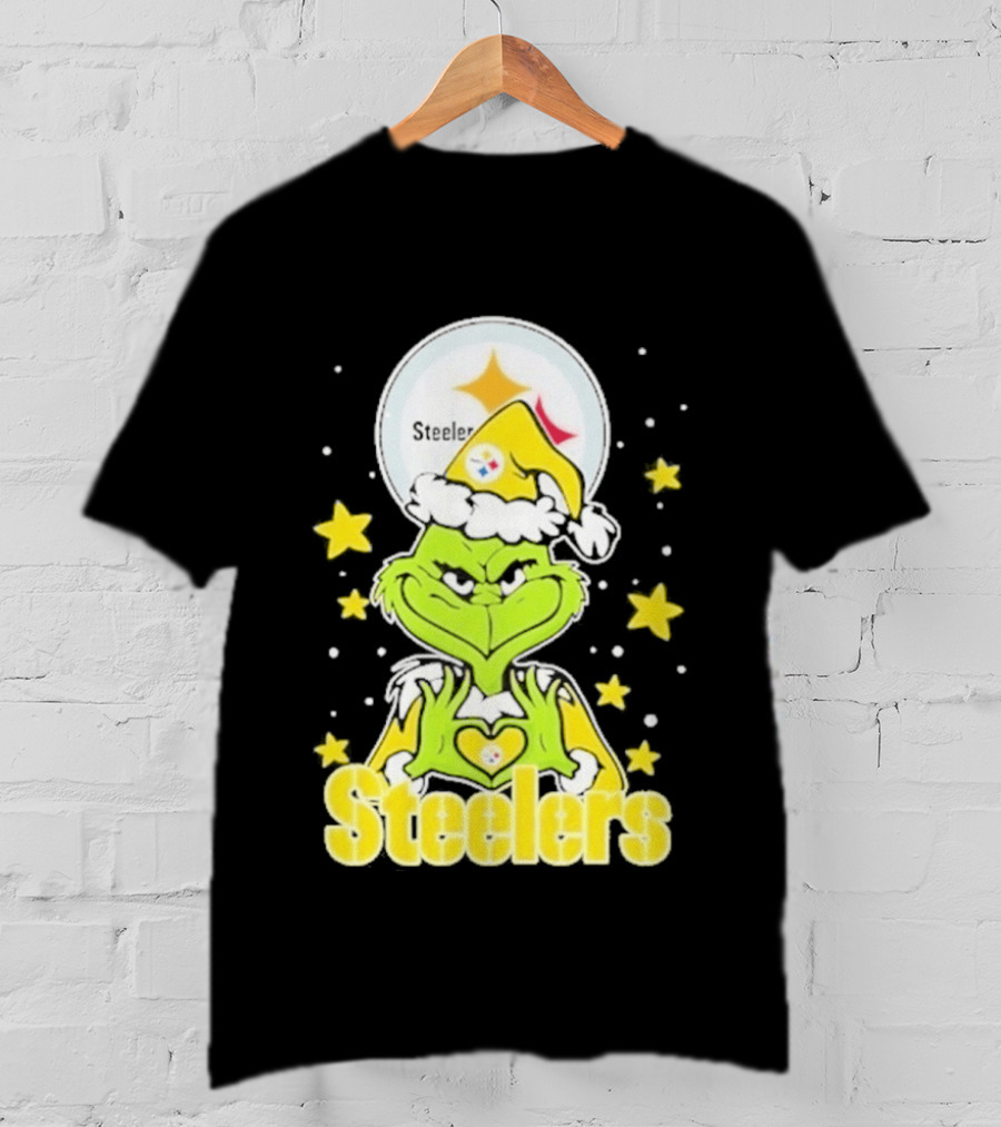 Pittsburgh Steelers Grinch Christmas Love Hands 2026 Football T-Shirt