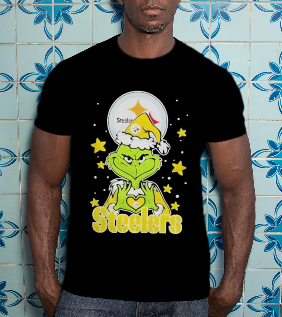 Pittsburgh Steelers Grinch Christmas Love Hands 2026 Football T-Shirt