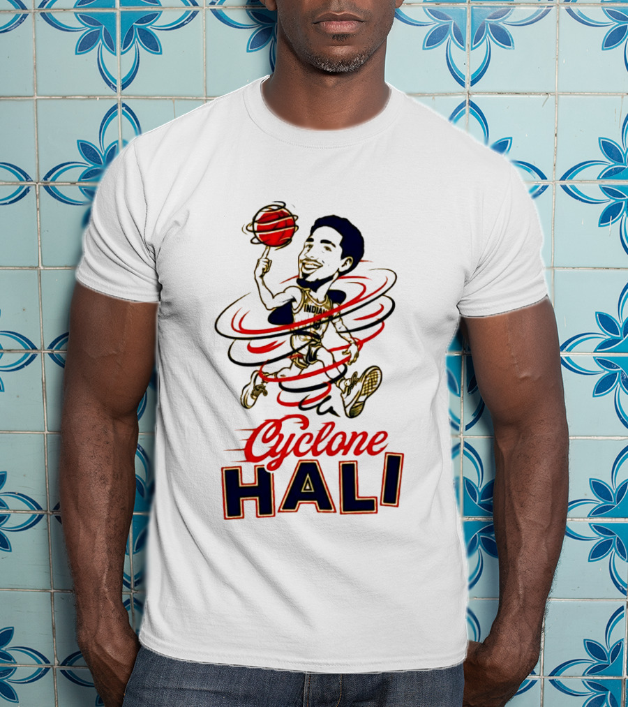 2026 Cyclone Hali Basketball Illustration Red Gold T-Shirt