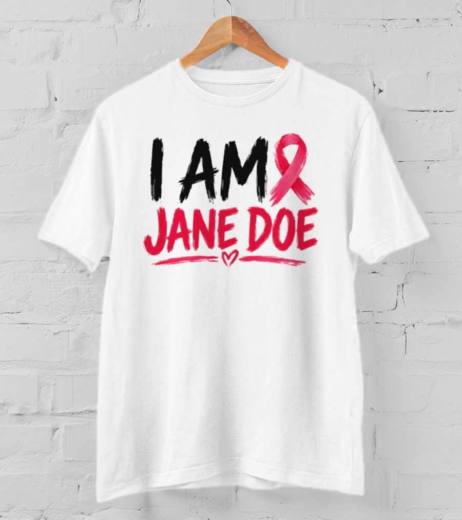 I Am Jane Doe Pink Ribbon Heart Awareness T-Shirt
