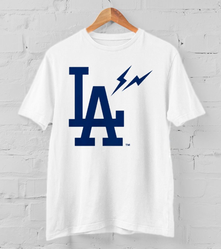 Los Angeles Dodgers Fragment Collaboration LA Thunder Lightning Bolt T-Shirt