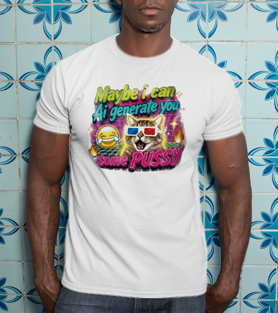 Maybe I Can Ai Generate You Some Pussy Emoji Cat 3D Glasses T-Shirt