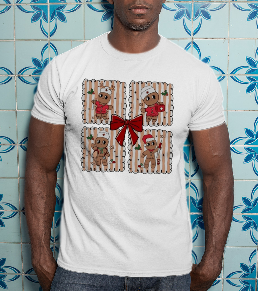 Preppy Nurse Gingerbread Christmas Holiday Medical T-Shirt