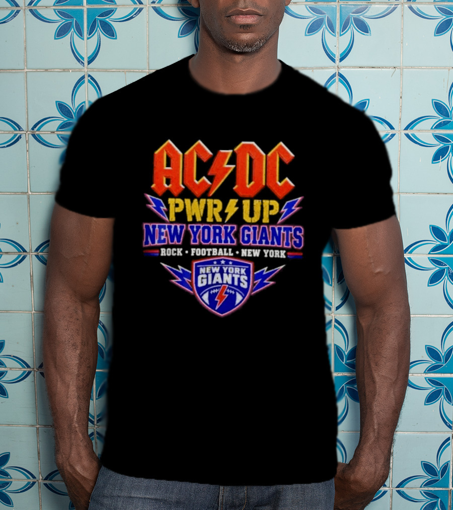 ACDC PWR UP New York Giants Rock Football Tour T-Shirt