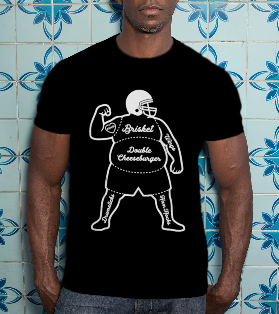 Big Man Atomy Brisket Double Cheeseburger Blueprint T-Shirt