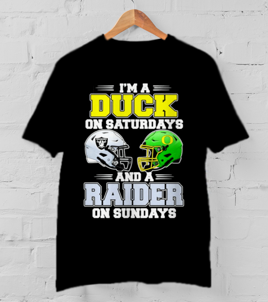 I'm A Duck On Saturdays And A Raider On Sundays Football Helmet T-Shirt