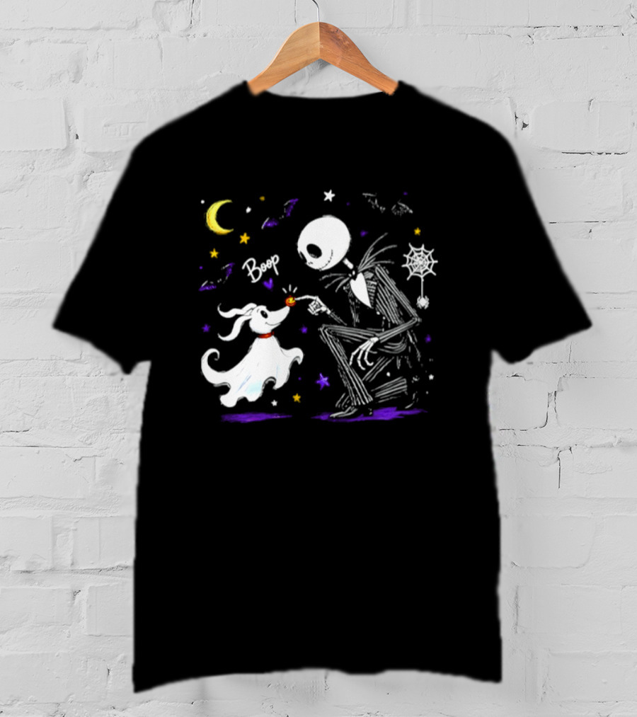 Jack Skellington Zero Dog Boop Halloween 2026 Moon Bats Stars T-Shirt