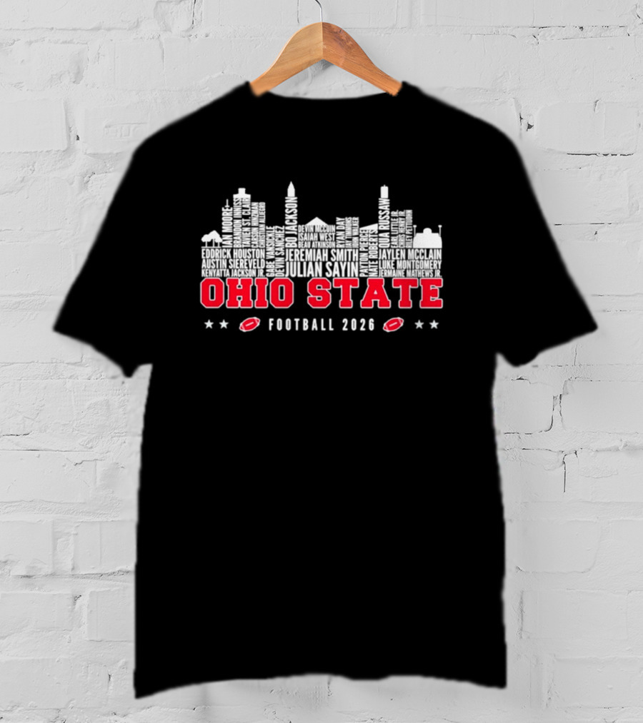 Ohio State Football 2026 Buckeyes Players Names Skyline T-Shirt