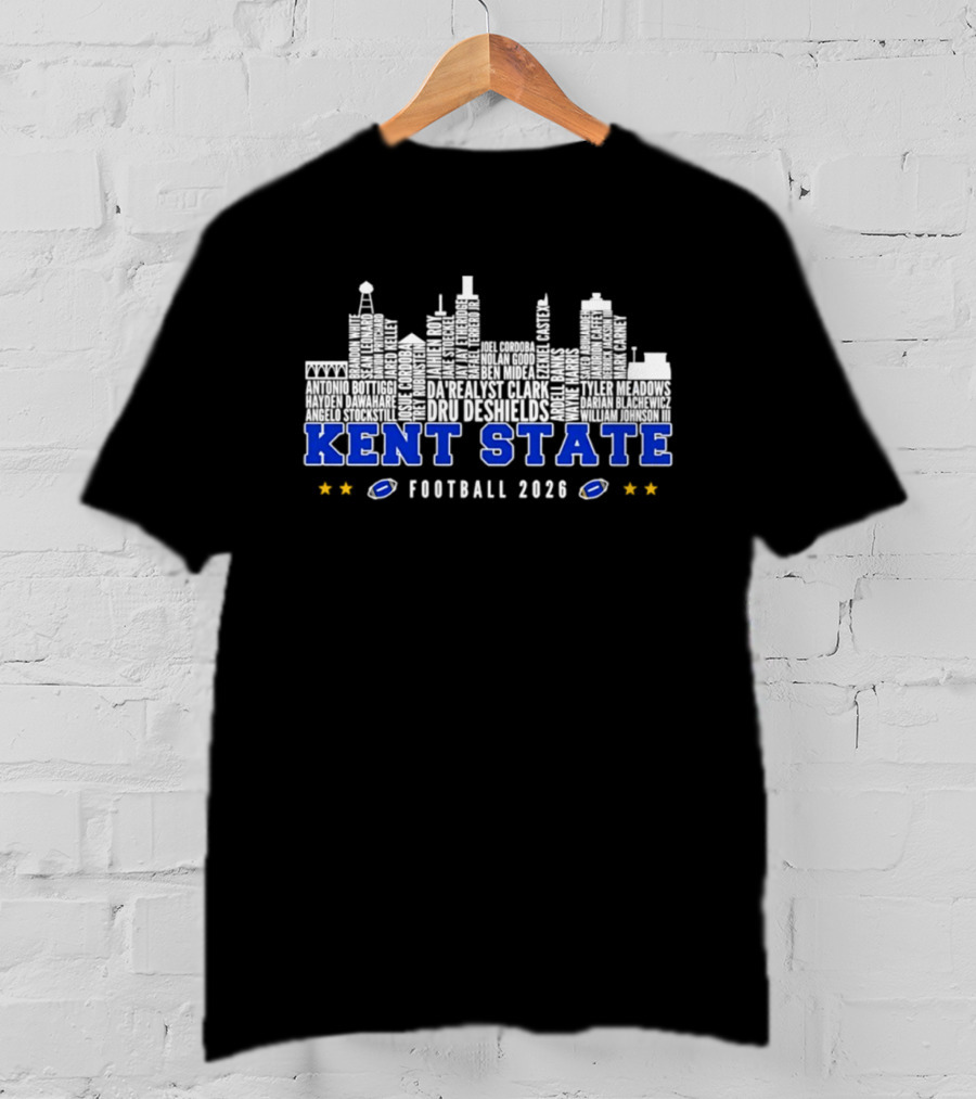 Kent State Golden Flashes Football 2026 City Skyline Players Names T-Shirt