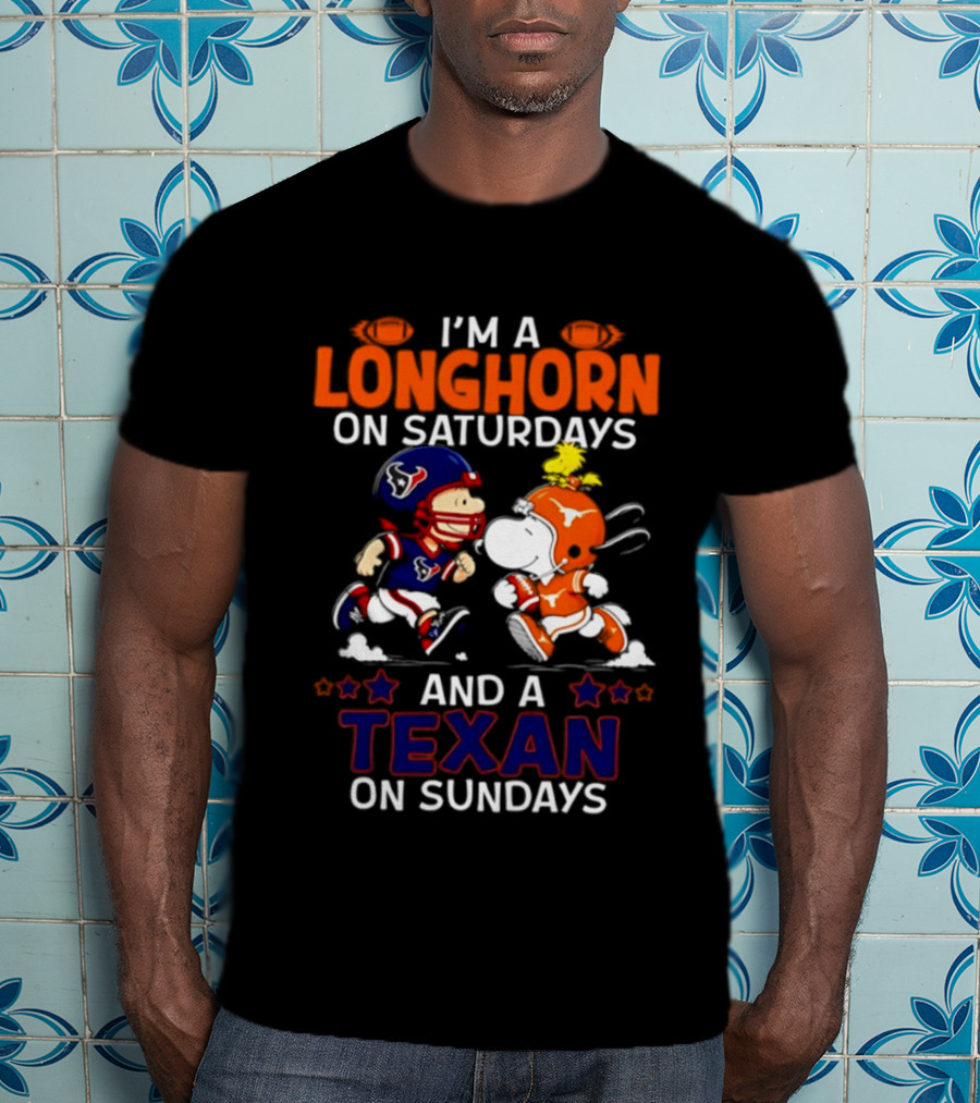 Peanuts I'm A Longhorn On Saturdays And A Texan On Sundays T-Shirt