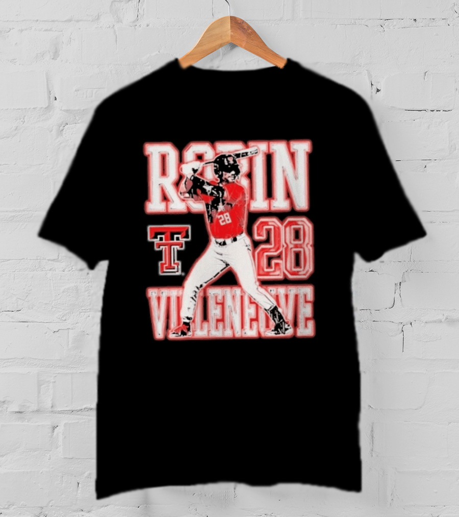 Robin Villeneuve Texas Tech Red Raiders 28 Baseball NCAA Swing T-Shirt