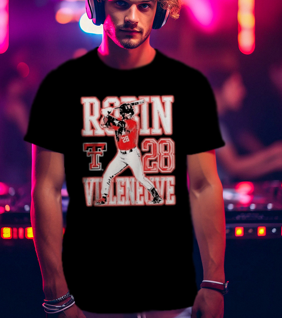 Robin Villeneuve Texas Tech Red Raiders 28 Baseball NCAA Swing T-Shirt