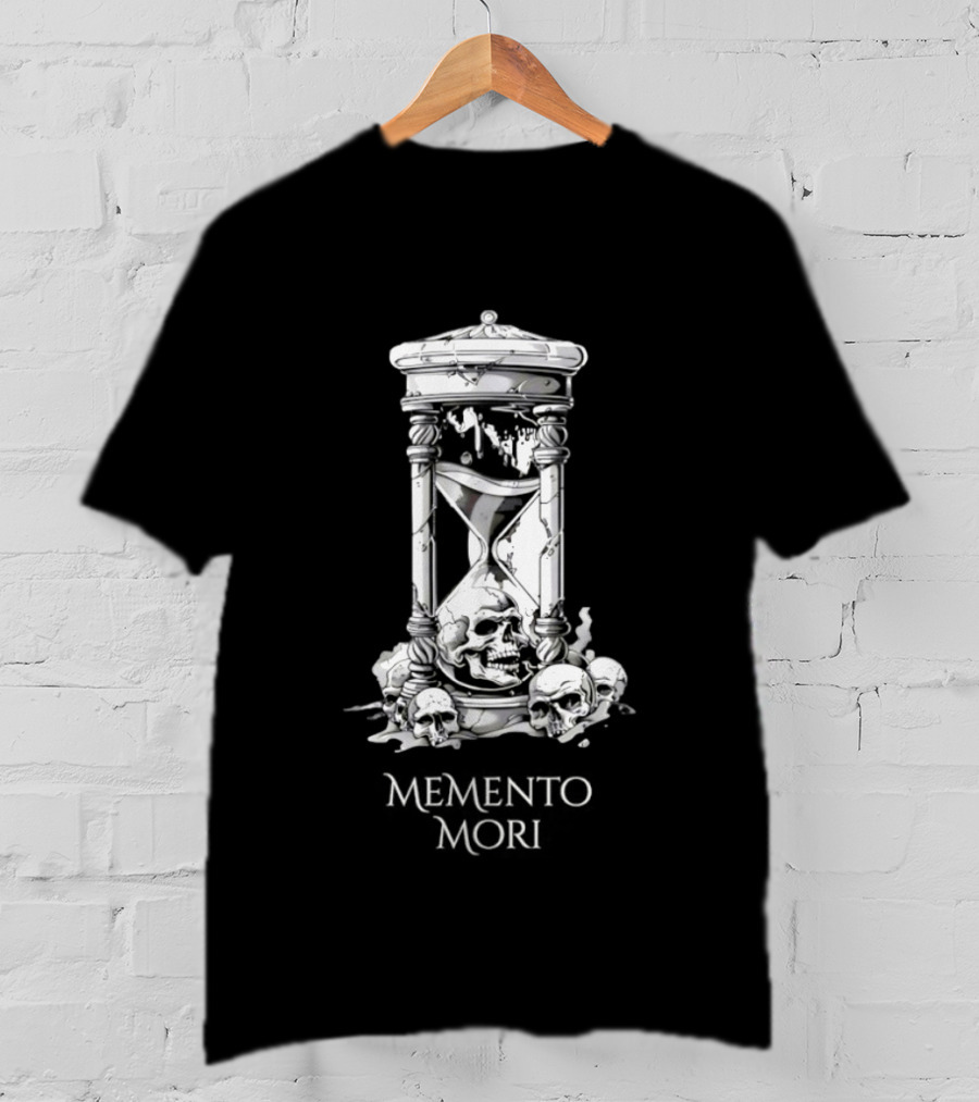Memento Mori Hourglass Skull Halloween T-Shirt