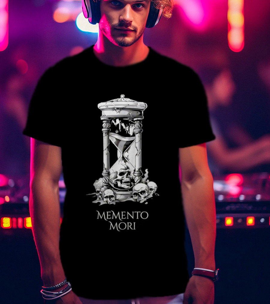 Memento Mori Hourglass Skull Halloween T-Shirt